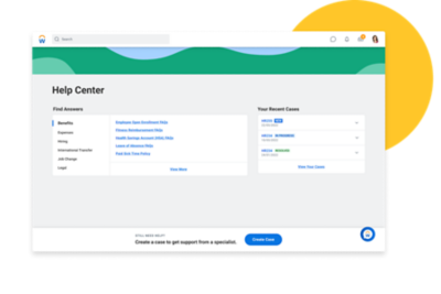 El centro de ayuda de Workday proporciona una visión panorámica de las cuestiones de aprendizaje y el historial de casos relevantes para cada empleado.