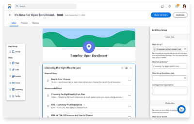 Drag-and-drop journeybuilder met het creatieproces van journeys.