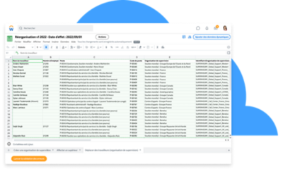 Une feuille de calcul montrant des actions en masse.