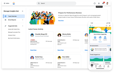 Screenshot from Workday’s Manager Insights Hub showing career activity of employees.
