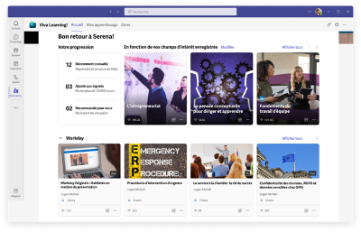 Workday Learning + Viva Learning integration screenshot