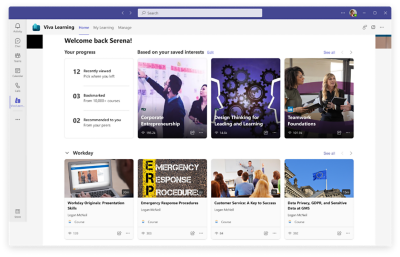 Captura de pantalla de la integración de Workday Learning con Viva Learning