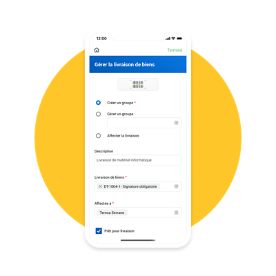 Gérer la livraison de biens depuis un téléphone portable.