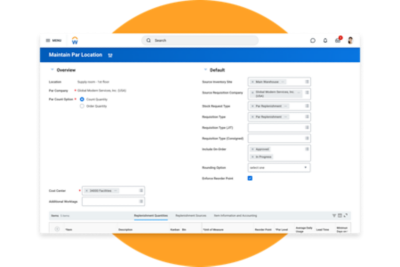 Inventory stock request showing a summary of items ordered, along with shipping and contact information.