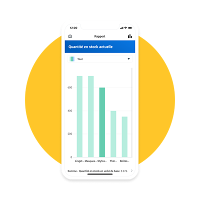 Histogramme présentant la quantité des stocks disponible sur un téléphone portable.