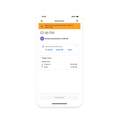 Mobiele telefoon met scherm voor check-in/check-out.