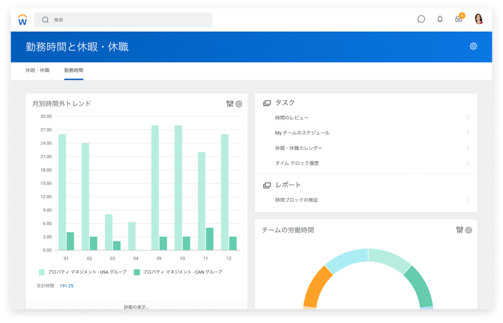 社員タイム トラッキング管理ソフトウェア Workday