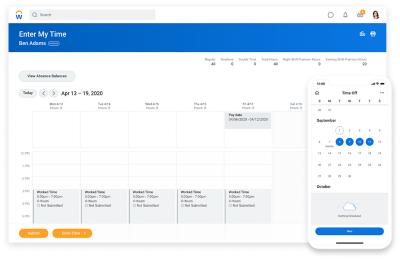 Time off request being made on a mobile and desktop device.