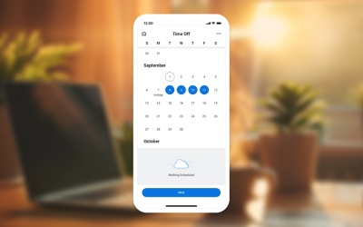 Capture d'écran de demande d'absence sur un appareil mobile présentant les jours d'absence sélectionnés en septembre.