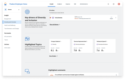 Utilizza funzionalità avanzate di elaborazione del linguaggio naturale e il machine learning per far emergere insight chiave basati su dati in tempo reale in materia di diversity, equità e inclusione che riflettono le diverse esperienze dei dipendenti.