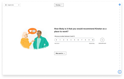 Muestra de pregunta de encuesta de plataforma de encuestas inteligente.