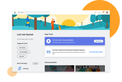 人们会体验到显示建议公告和任务的仪表板。