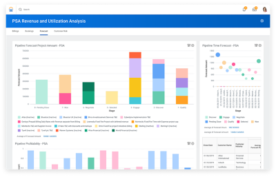 Screenshot of professional services dashboard