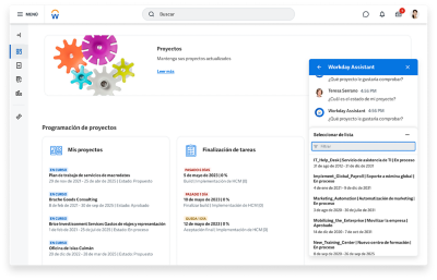 Vista del responsable del proyecto del hub de responsables de proyecto.
