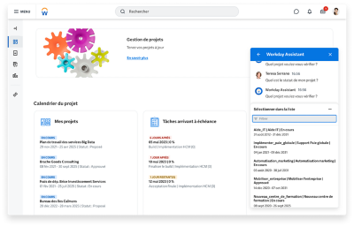 Chef de projet, vue du hub de chef de projet.
