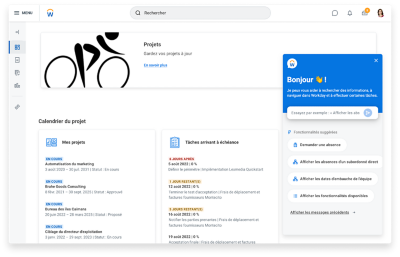 Chef de projet, vue du hub de chef de projet.