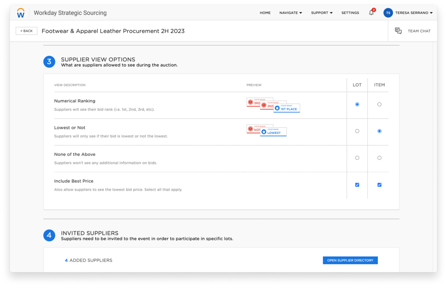 Bericht mit Vertragszusammenfassung für den Handel in Workday Strategic Sourcing 