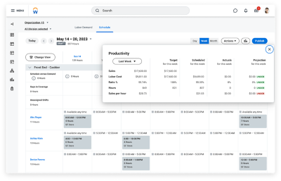 Screenshot of scheduling app
