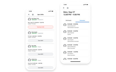 Worker views their shift on a mobile device
