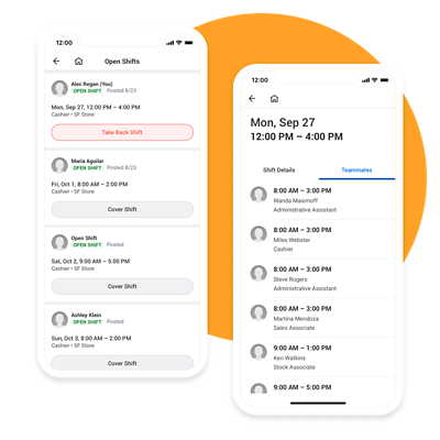 Worker views their shift on a mobile device.