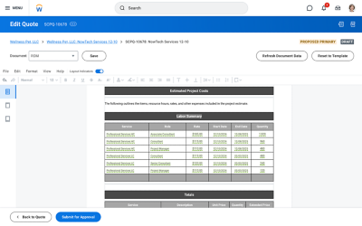 Workday Services CPQ: Project contract billing work area