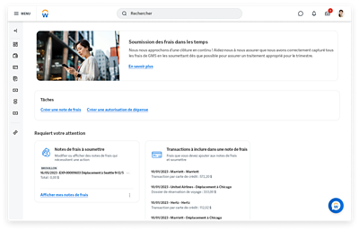 Desktop screen that shows the expenses hub