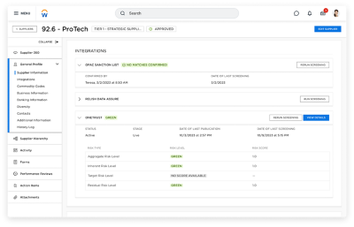 A second screenshot of the supplier database