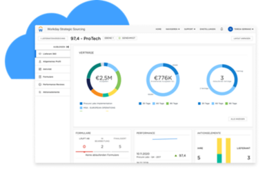 Ein Workday Strategic Sourcing-Dashboard mit Lieferantendetails im Lieferantenverzeichnis
