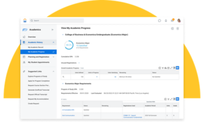 Academic progress dashboard displaying student academics overview