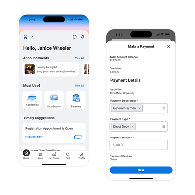 Student Homepage Dashboard and Student Account Dashboard on Mobile Devices