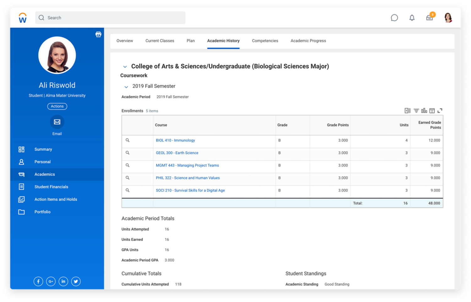 Student Academic Records Workday