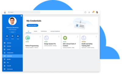 Dashboard for viewing credentials.