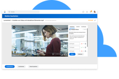 Dashboard „Medien bearbeiten“ mit einer interaktiven Komponente als Erweiterung einer Video-Lerneinheit
