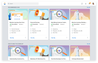 Dashboard für Insights zu Kenntnissen mit Diagrammen für folgende Kategorien: Top-Kenntnisse in Organisation, Fünf Top-Kenntnisse nach Standort und Fehlende Kenntnisse basierend auf offenen Personalanforderungen