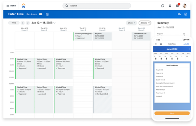 Time off request being made on a mobile and desktop device.