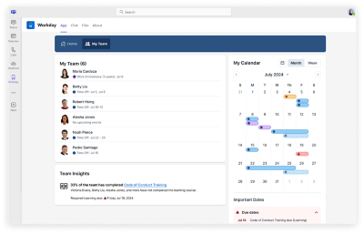 Workday Everywhere dashboard in desktop view