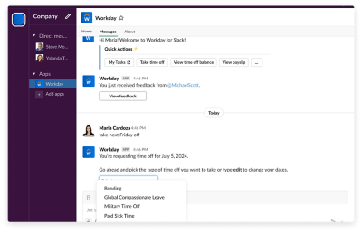 Workday Assistant chat screenshot
