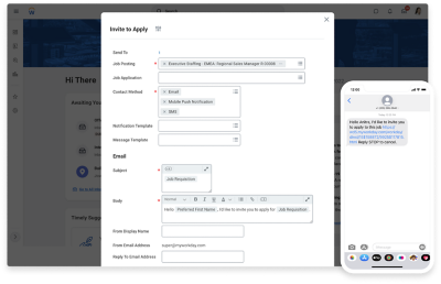 Screenshot of Workday Messaging.