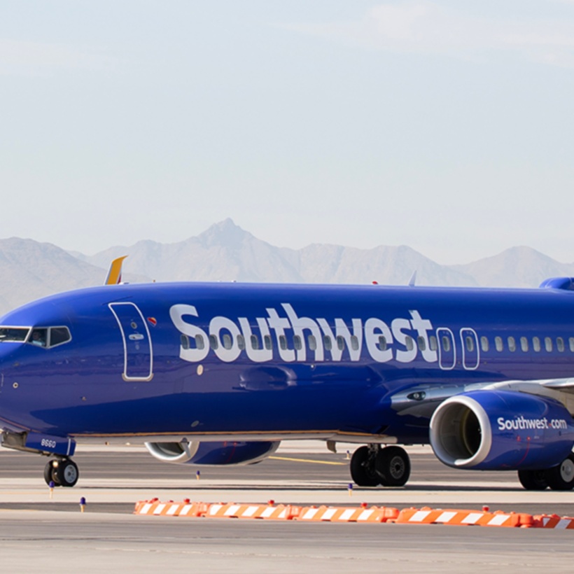 Southwest branded airplane on a runway